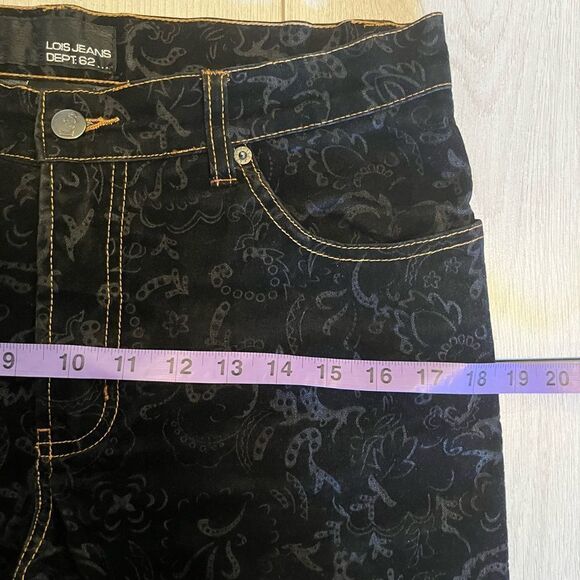 90s vintage black velvet jacquard mid rise bootcut pants - Picture 9 of 12